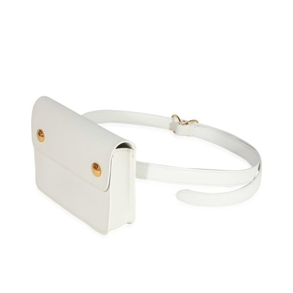 122205 sv Hermès Vintage White Evergrain Pochette Belt Bag GHW