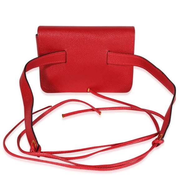 122206 pv Hermès Vintage Rouge Vif Courchevel Pochette Belt Bag GHW