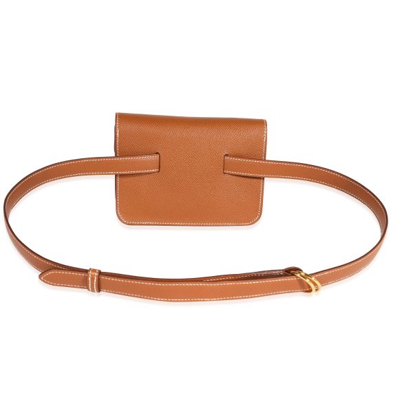 122208 pv Hermès Vintage Gold Courchevel Pochette Belt Bag GHW