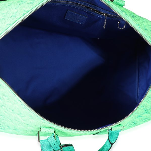 122256 av Louis Vuitton Blue Green Monogram Taurillon Illusion Keepall Bandoulière 50