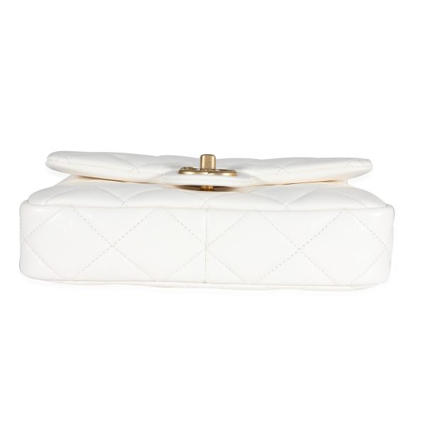 122275 stamp Chanel White Quilted Lambskin Small Funky Town Flap Bag