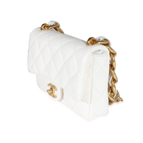 122275 sv Chanel White Quilted Lambskin Small Funky Town Flap Bag