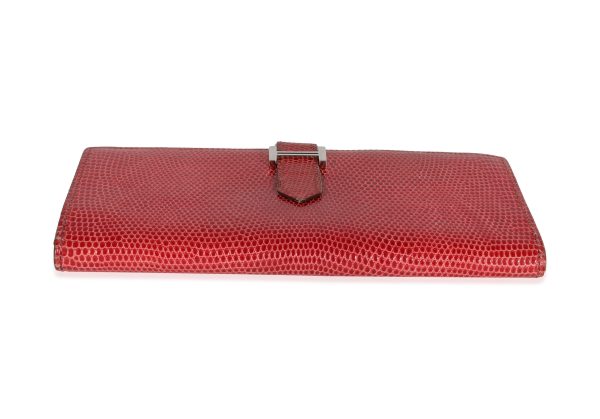 122291 clasp Hermès Fuchsia Lizard Classic Bearn Wallet PHW