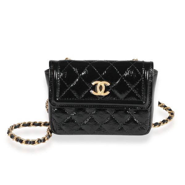 122294 fv 1ed99cfd 7aad 403a 8500 fce79ec2253b Chanel Black Quilted Patent Leather Mini Belt Bag