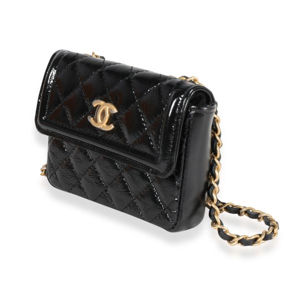 122294 sv 2238f8d3 0bd0 47a0 aeaa 49b2cfeb953b Chanel Black Quilted Patent Leather Mini Belt Bag