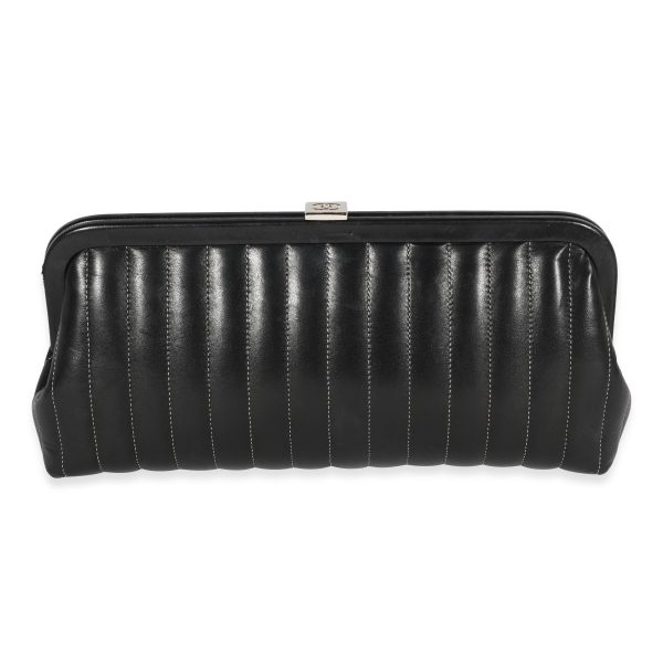 122320 fv Chanel Black Lambskin Mademoiselle Ligne Clutch