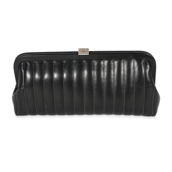 122320 pv Chanel Black Lambskin Mademoiselle Ligne Clutch