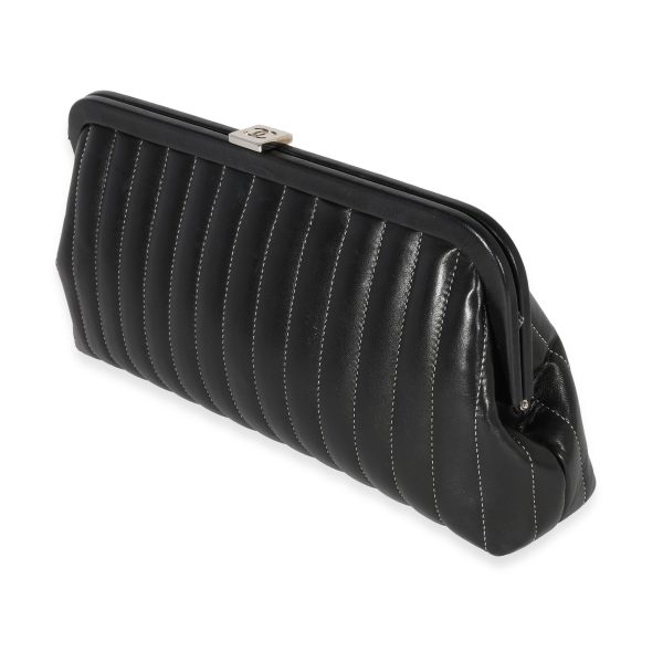 122320 sv Chanel Black Lambskin Mademoiselle Ligne Clutch