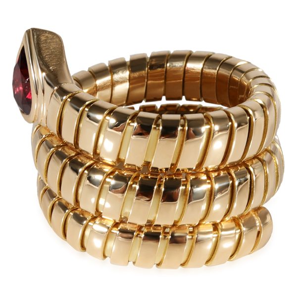 122325 sv 2ee35ae7 e627 46e3 9a45 ac6dad4d4547 BVLGARI Serpenti Tubogas Garnet Ring in 18K Yellow Gold