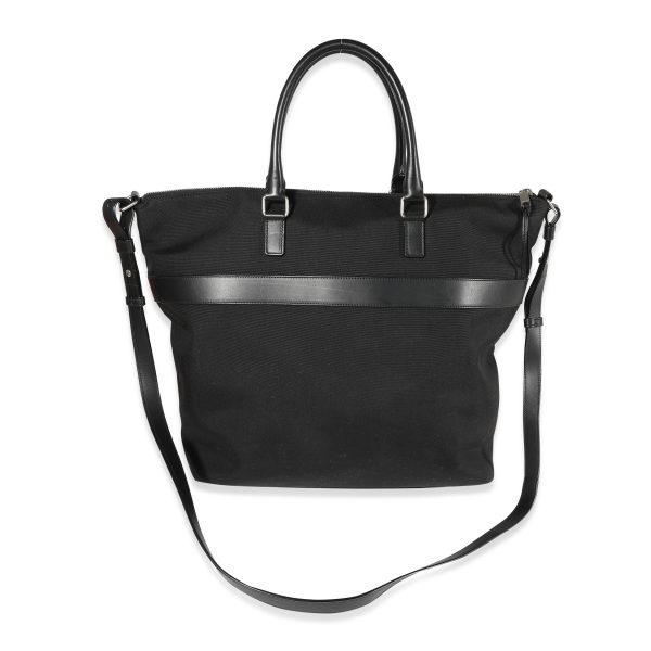 122403 pv Saint Laurent Black Canvas Leather Tote