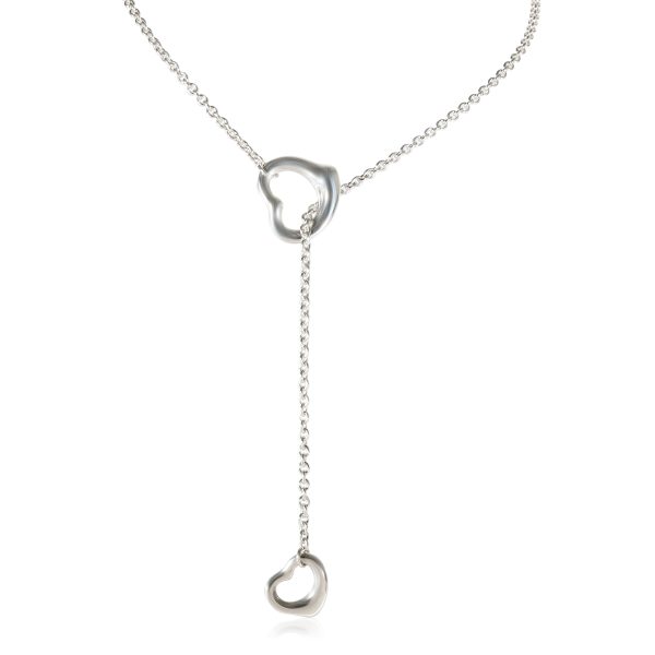 122441 fv Tiffany Co Elsa Peretti Open Heart Lariat Necklace in 925 Sterling Silver