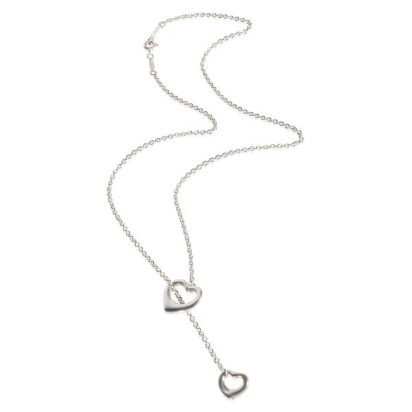 122441 sv Tiffany Co Elsa Peretti Open Heart Lariat Necklace in 925 Sterling Silver