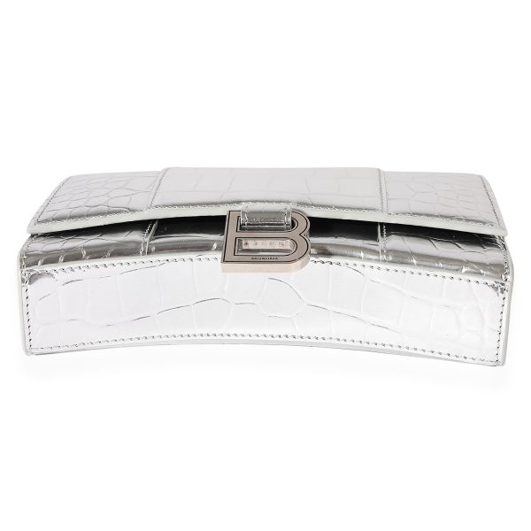 122478 stamp 7c7b4608 95d2 4e69 a1fd e31e43cd2713 Balenciaga Silver Croc Embossed Hourglass Chain Wallet