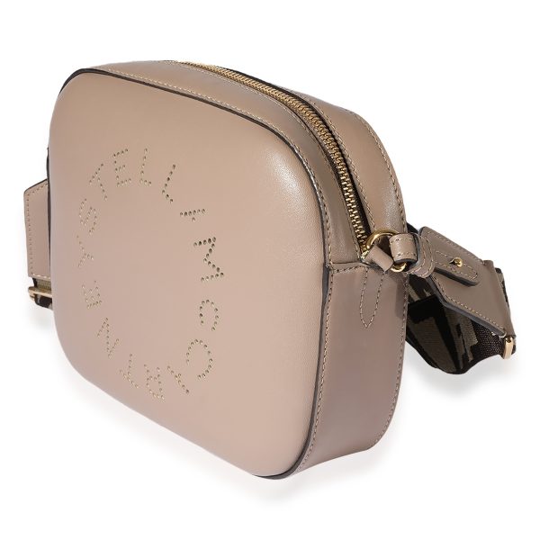 122522 sv a495e5fb 2b43 4a98 972f 63ed594cae42 Stella McCartney Taupe Vegan Leather Perforated Logo Camera Bag