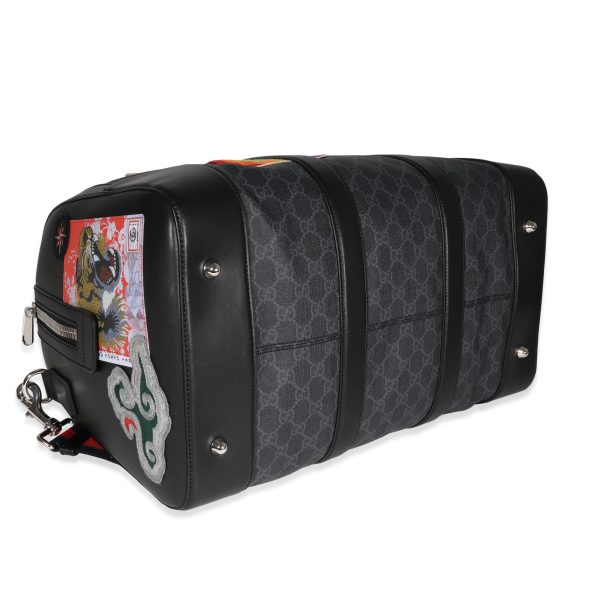 122555 clasp Gucci Black GG Supreme Canvas Night Courrier Carry On Duffle