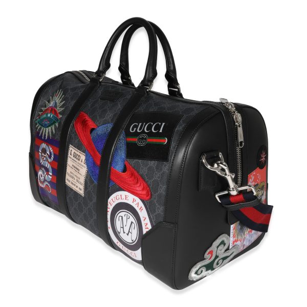 122555 sv Gucci Black GG Supreme Canvas Night Courrier Carry On Duffle