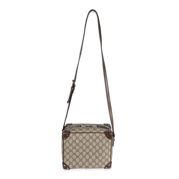 122557 bv dad57999 5a8b 4c89 811f a090c918b640 Gucci Brown Leather GG Supreme Canvas Square Shoulder Bag