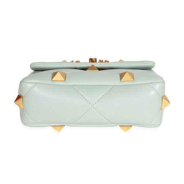 122558 box c9377b56 cc9b 474b a78f 6b8c300b9188 Valentino Water Green Quilted Lambskin Small Roman Stud Bag