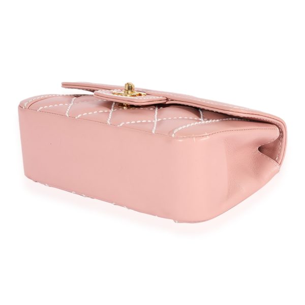 122584 box Chanel Pink Calfskin Wild Stitch Mini Top Handle Bag