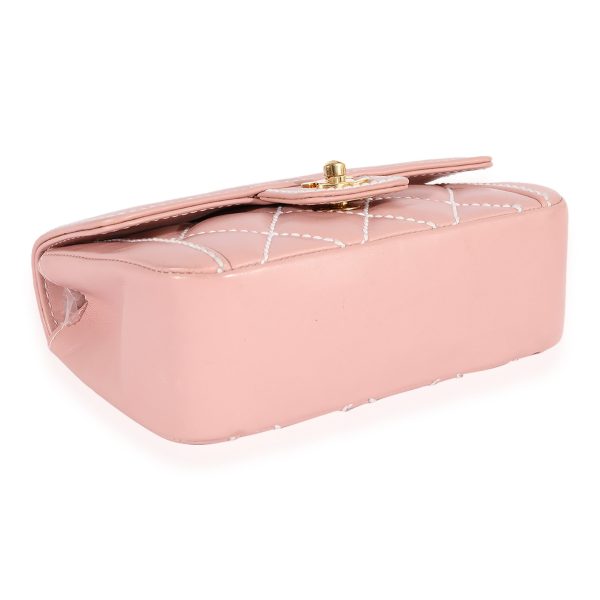 122584 clasp Chanel Pink Calfskin Wild Stitch Mini Top Handle Bag