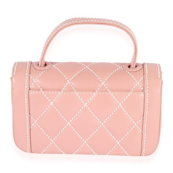 122584 pv Chanel Pink Calfskin Wild Stitch Mini Top Handle Bag