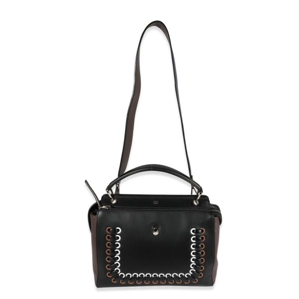 122599 bv 0eb08dc2 9b76 4a53 b221 b3d9b6bf7bf6 Fendi Black Whipstitch Leather Medium Dotcom Bag