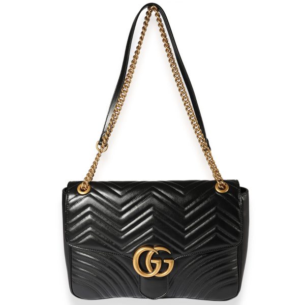 122667 bv Gucci Black Matelassé Leather Large Marmont Shoulder Bag