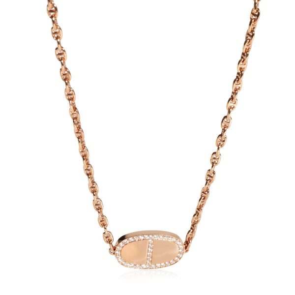 122681 fv Hermès Chaine dAncre Verso Necklace in 18K Rose Gold 088 Ctw