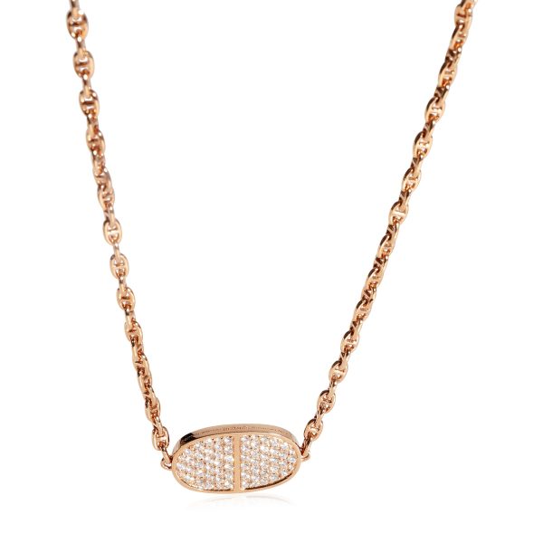 122681 sv Hermès Chaine dAncre Verso Necklace in 18K Rose Gold 088 Ctw