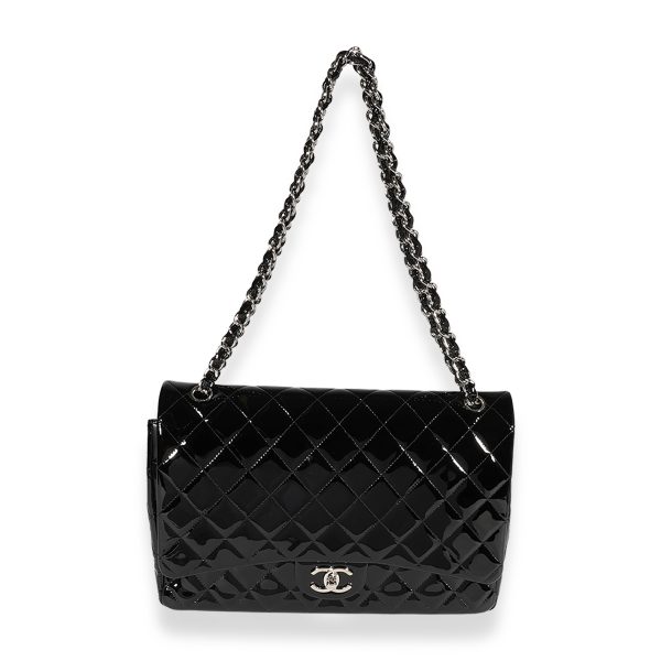 122688 bv Chanel Black Quilted Patent Leather Maxi Classic Double Flap Bag