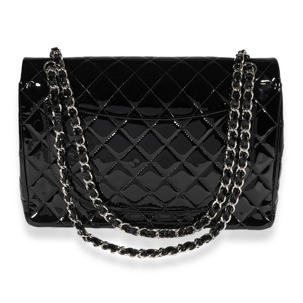 122688 pv Chanel Black Quilted Patent Leather Maxi Classic Double Flap Bag