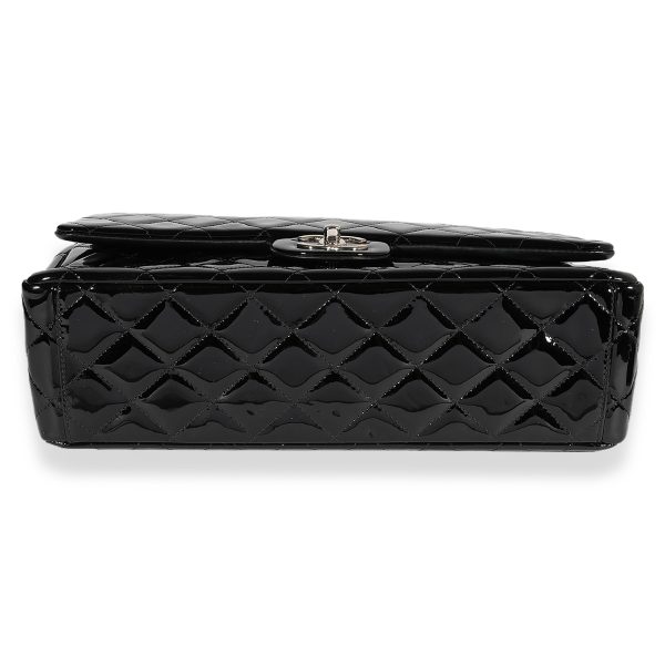 122688 stamp Chanel Black Quilted Patent Leather Maxi Classic Double Flap Bag