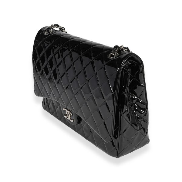 122688 sv Chanel Black Quilted Patent Leather Maxi Classic Double Flap Bag