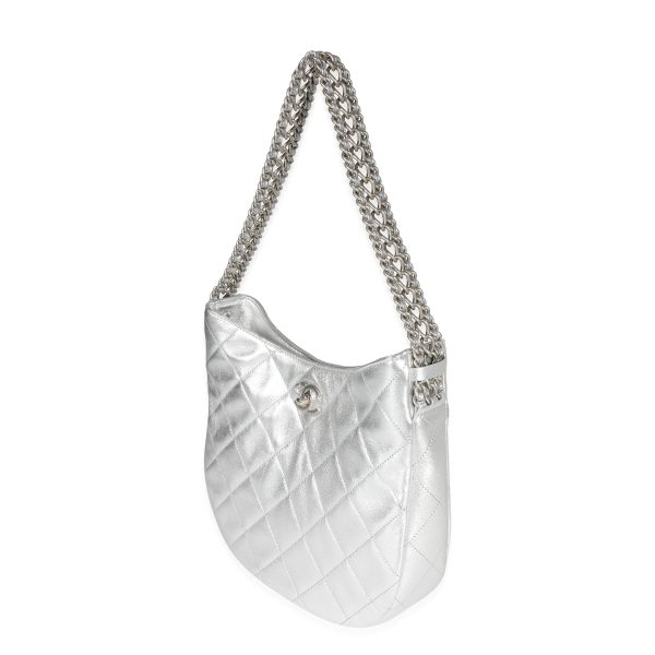 122738 sv ec9d0c88 3f05 46a2 9f5e e1fb3f74d13d Chanel Silver Quilted Lambskin Chain Hobo