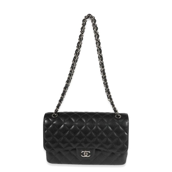 122745 bv Chanel Black Quilted Caviar Jumbo Classic Double Flap Bag