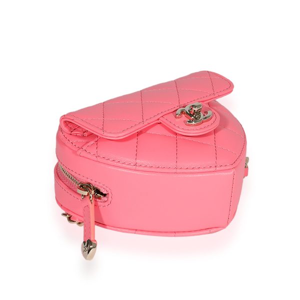 122765 clasp Chanel Pink Quilted Lambskin Heart Belt Bag