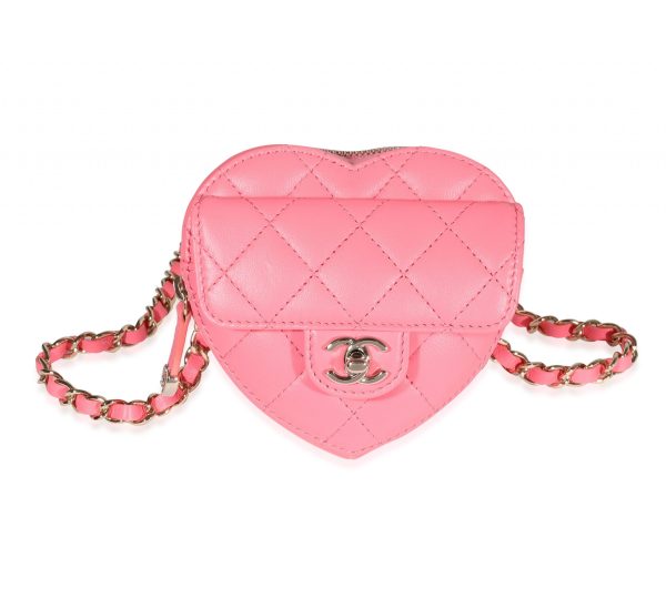 122765 fv Chanel Pink Quilted Lambskin Heart Belt Bag