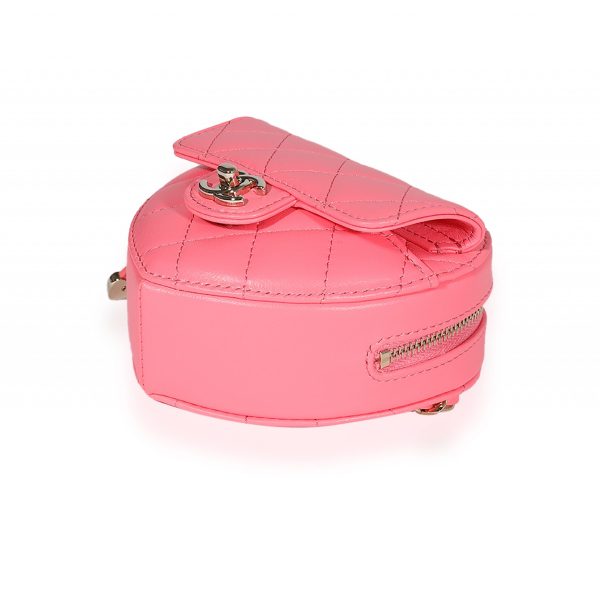 122765 pv Chanel Pink Quilted Lambskin Heart Belt Bag