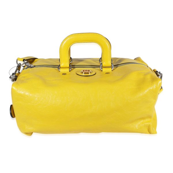 122839 fv Gucci Yellow Soft Crinkled Leather Convertible Backpack Satchel