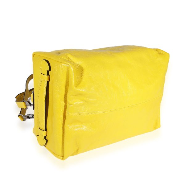 122839 pv Gucci Yellow Soft Crinkled Leather Convertible Backpack Satchel