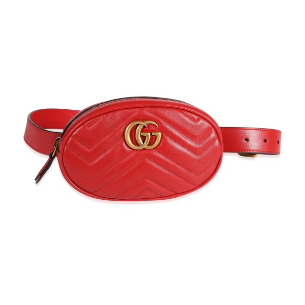 122840 fv d53d58b8 7ca1 47bc 8a71 dfb0ad69682f Gucci Red Matelassé Leather Marmont Belt Bag