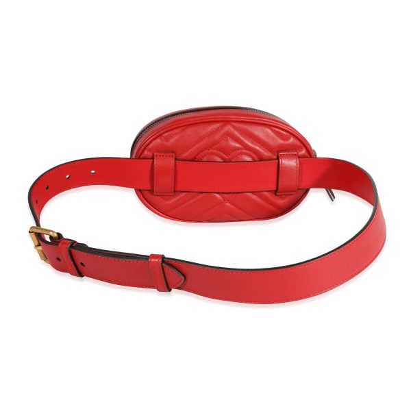 122840 pv 4bb3a2a8 d60b 4195 b945 5738efa4688c Gucci Red Matelassé Leather Marmont Belt Bag