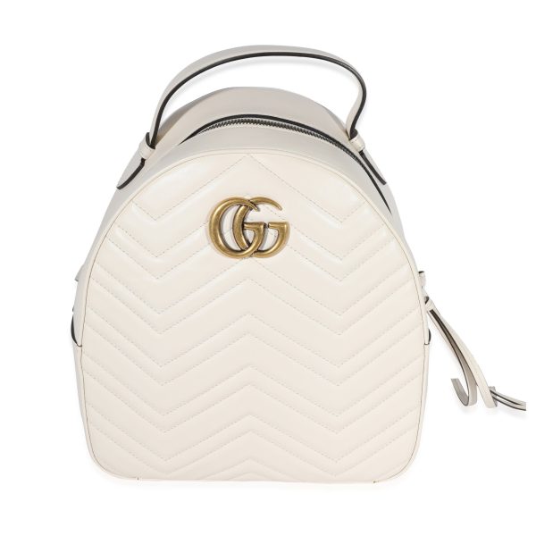 122852 fv d77c5d1b 46b1 490a 91b8 f47714792403 Gucci White Matelass√© Marmont Dome Backpack