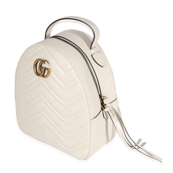 122852 sv 2677850f efd6 4f86 9bc7 58b09521705f Gucci White Matelass√© Marmont Dome Backpack