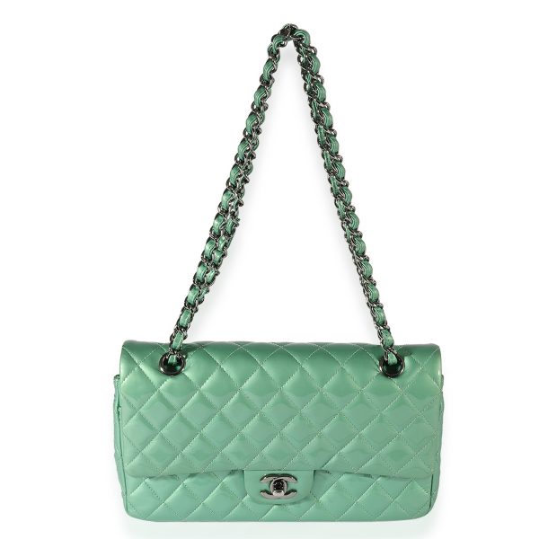 122964 bv c1c8a788 83e8 45a4 a76a 7b748ce0d2a1 Chanel Seafoam Quilted Patent Leather Medium Classic Double Flap Bag