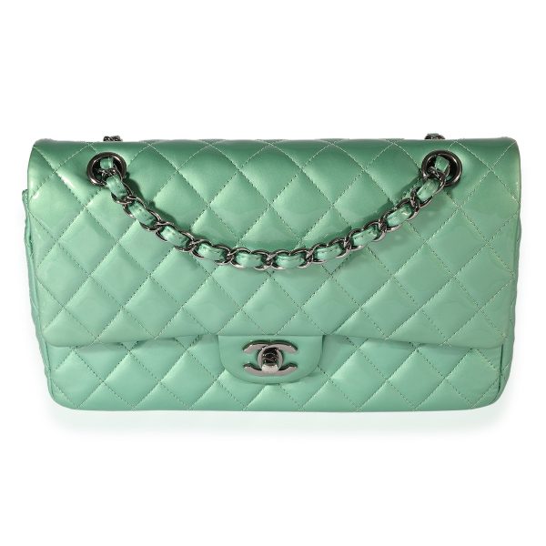 122964 fv f5bf8198 6405 45c1 a3bf 5119995c70f5 Chanel Seafoam Quilted Patent Leather Medium Classic Double Flap Bag