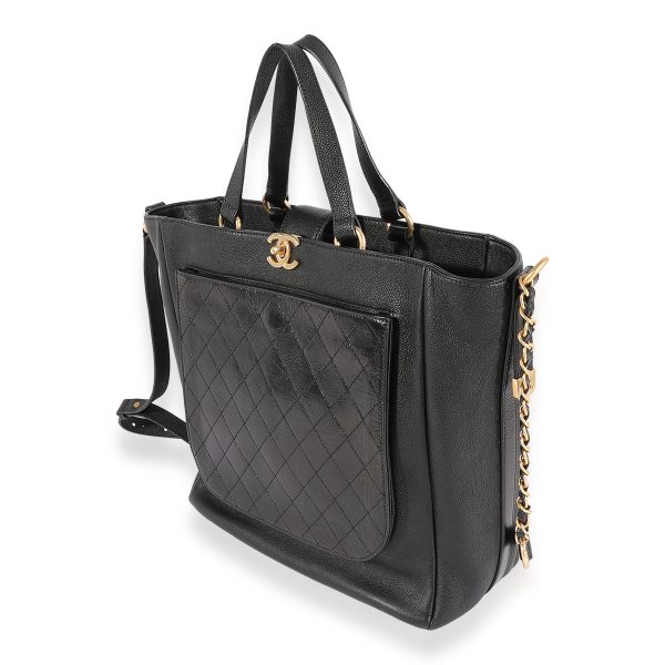 123011 sv Chanel Black Quilted Calfskin Shopping Tote