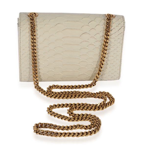 123022 pv Saint Laurent Off White Python Embossed Small Kate Tassel Bag