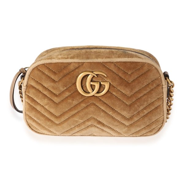 123039 fv 6cf1db9c 1563 4b2e b367 1a5e439a1ef3 Gucci Taupe Matelass√© Velvet Marmont Small Shoulder Bag