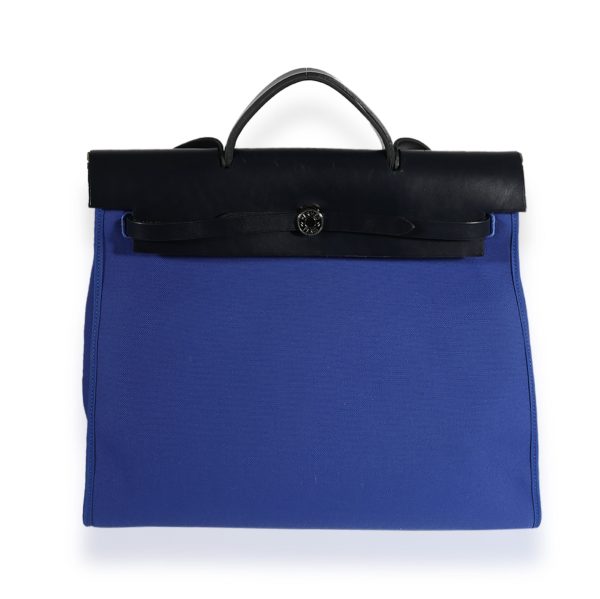 123060 sv Herm√®s Bleu √âlectrique Toile Bleu Indigo Vache Hunter Herbag Zip 39 PHW